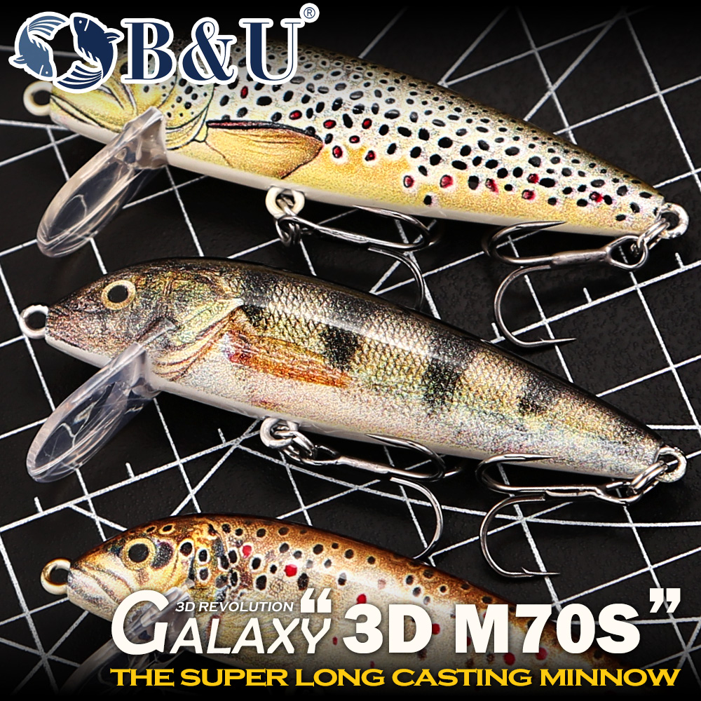 Fishing Equipment For Trout - B&U Fishing Lures Sinking Minnow, 3D